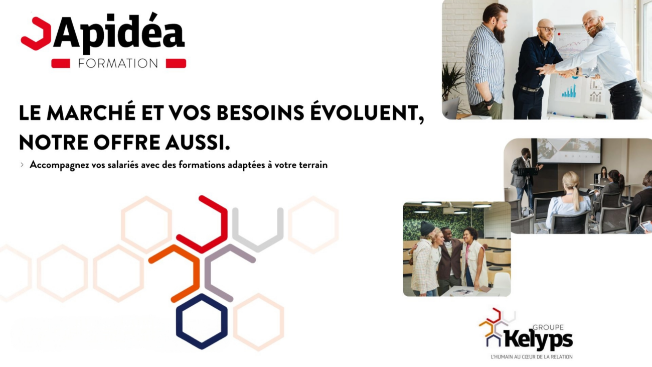 Centre de formation Apidéa Formation du Groupe Kelyps, spécialisé dans le développement des compétences et la formation professionnelle des salariés et des entreprises.